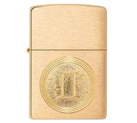 Zippo Windproof Lighter - Gemini Emblem - Brushed Brass Finish - Refillable for Lifetime Use - Adjustable Flame - Gift Box - Metal Construction - Made in USA