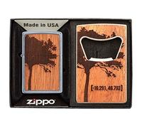 ZIPPO - Windproof Lighter, Gift Set, Woodchuck Ltr & Bottle Opener Combo, Emblem Attached, Street Chrome™, Refillable, In Gift Box