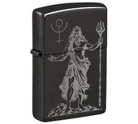 Zippo Windproof Lighter, God Pluto High Polish Black, Photo Image, Refillable, Reusable, Windproof Design, Gift Box, Made in USA