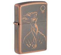 Zippo Windproof Lighter, Goddess Venus Design - Rustic Bronze, Laser Engraving - Refillable, Reusable, Windproof Design - Comes in Gift Box - Made in USA