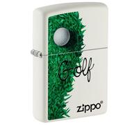 Zippo Windproof Lighter, Golf Design - Matt White with Colour Image - Refillable, Reusable, Windproof Design - Comes in Gift Box - Made in USA