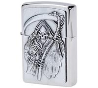 Zippo Windproof Lighter - Grim Reaper - Brushed Chrome - Refillable for a Lifetime Use - Adjustable Flame - Gift Box - Metal Construction - Made in USA