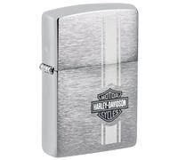 Zippo Windproof Lighter, Harley-Davidson Design - Brushed Chrome, Lustre Colour Image - Refillable, Reusable, Windproof Design - Comes in Gift Box - Made in USA