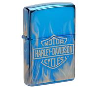Zippo Windproof Lighter, Harley-Davidson Design - High Polished Blue, Photo Image 360° - Refillable, Reusable, Windproof Design - Comes in Gift Box - Made in USA