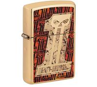 Zippo Windproof Lighter, Harley-Davidson Design - High Polished Brass, Fusion - Refillable, Reusable, Windproof Design - Comes in Gift Box - Made in USA