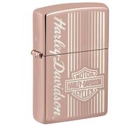 Zippo Windproof Lighter, Harley-Davidson Design - High Polished Rose Gold, Laser Engraving - Refillable, Reusable, Windproof Design - Comes in Gift Box - Made in USA