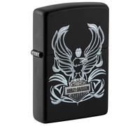 Zippo Windproof Lighter, Harley-Davidson Design - Matt Black, Colour Image - Refillable, Reusable, Windproof Design - Comes in Gift Box - Made in USA