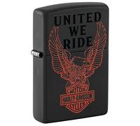 Zippo Windproof Lighter, Harley-Davidson Design - Matt Black, Colour Image - Refillable, Reusable, Windproof Design - Comes in Gift Box - Made in USA