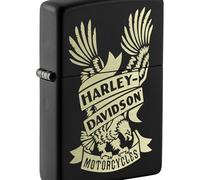 Zippo Windproof Lighter, Harley-Davidson Design - Matt Black, Laser Engraving - Refillable, Reusable, Windproof Design - Comes in Gift Box - Made in USA