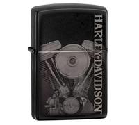 Zippo Windproof Lighter, Harley-Davidson Engine Design - High Polished Black, Photo Image - Refillable, Reusable, Windproof Design - Comes in Gift Box - Made in USA