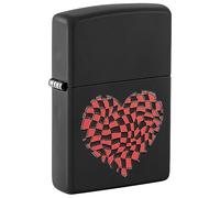 Zippo Windproof Lighter - Heart Design - Black Matte with Red Color Image - Refillable - Reusable - Windproof Design - Gift Box - Made in USA
