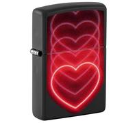 Zippo Windproof Lighter, Hearts Design - Matt Black, Black Light - Refillable, Reusable, Windproof Design - Comes in Gift Box - Made in USA