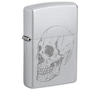 Zippo Windproof Lighter - Horror/Goth - Lustre Satin Chrome - Refillable - Reusable - Windproof Design - Gift Box - Made in USA