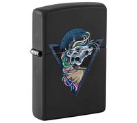 Zippo Windproof Lighter - Horse Skull - Black Matte Finish, Black Light Effect - Refillable - Reusable - Windproof Design - Gift Box - Metal - Made in USA