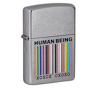 Zippo Windproof Lighter - Human Being Design - Street Chrome, Colour Image - Refillable, Lifetime Use - Adjustable Flame - Gift Box - Metal - Made in USA