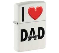 Zippo Windproof Lighter - I Love Dad Model - White Matte Finish with Texture Print - Refillable - Reusable - Windproof Design - Gift Box - Made in USA