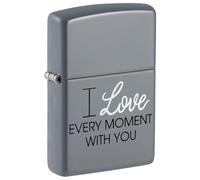 Zippo Windproof Lighter - I Love Every Moment - Flat Grey Finish with Colour Image - Refillable - Reusable - Windproof Design - Gift Box - Metal - Made in USA