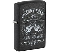 Zippo Windproof Lighter, Johnny Cash Design - Black Crackle, Colour Image - Refillable, Reusable, Windproof Design - Comes in Gift Box - Made in USA