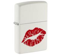 Zippo Windproof Lighter, Kiss, White Mat, Colour Image, Refillable, Reusable, Windproof Design, Gift Box, Made in USA