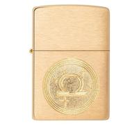 Zippo Windproof Lighter - Libra Emblem - Brushed Brass Finish - Refillable for Lifetime Use - Adjustable Flame - Gift Box - Metal Construction - Made in USA