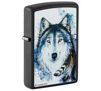 Zippo Windproof Lighter, Lindsay Kivi Design - Matt Black, Colour Image - Refillable, Reusable, Windproof Design - Comes in Gift Box - Made in USA