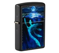Zippo Windproof Lighter, Loch Ness Monster Design - Matt Black, Black Light - Refillable, Reusable, Windproof Design - Comes in Gift Box - Made in USA