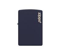 Zippo Windproof Lighter - Logo & Flame Design - Navy Matte - Refillable - Reusable - Windproof - Gift Box - Metal - Made in USA - Amazon Exclusive