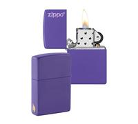 Zippo Windproof Lighter - Logo & Flame Design - Purple Matte - Refillable - Reusable - Windproof - Gift Box - Metal - Made in USA - Amazon Exclusive