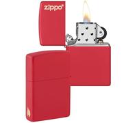 Zippo Windproof Lighter - Logo & Flame Design - Red Matte - Refillable - Reusable - Windproof - Gift Box - Metal - Made in USA - Amazon Exclusive