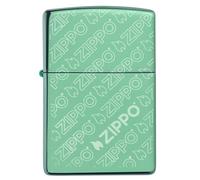 Zippo Windproof Lighter, Logo, High Polish Green, Laser Engrave, Refillable, Reusable, Windproof Design, Gift Box, Made in USA