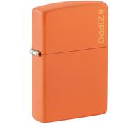 Zippo Windproof Lighter - Logo - Orange Matte, Laser Engrave - Refillable for Lifetime Use - Adjustable Flame - Gift Box - Metal Construction - Made in USA