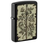 Zippo Windproof Lighter, Medieval Swords Design - Matt Black, Colour Image - Refillable, Reusable, Windproof Design - Comes in Gift Box - Made in USA