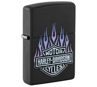 Zippo Windproof Lighter Metal - Harley-Davidson, Black Matte, Colour Image - Refillable - Reusable - Windproof Design - Gift Box - Made in USA