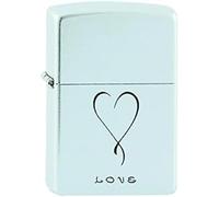 Zippo Windproof Lighter - Model Love - Satin Chrome Finish with Color Image - Refillable - Reusable - Windproof Design - Gift Box - Made in USA