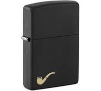 Zippo Windproof Lighter - Pipe - Black Matte, Laser Engrave - Refillable for Lifetime Use - Adjustable Flame - Gift Box - Metal Construction - Made in USA