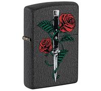 Zippo Windproof Lighter - Rose Dagger - Black Crackle - Refillable, Lifetime Use - Adjustable Flame - Gift Box - One Box - Metal Construction - Made in USA