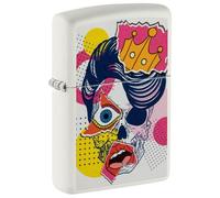 Zippo Windproof Lighter - Mosaic Skull Model - White Matte with Colour Image - Refillable - Reusable - Windproof Design - Gift Box - Made in USA