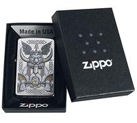 Zippo Windproof Lighter - Odin Viking - Street Chrome Color Image - Refillable for Lifetime Use - Adjustable Flame - Gift Box - Metal Construction - Made in USA