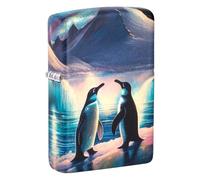 Zippo Windproof Lighter-Penguin Design Glow-in-The-Dark-Refillable for Lifetime Use-Gift Box-Metal Construction-Made in USA, Blue, One Size