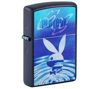 Zippo Windproof Lighter, Playboy Design - Matt Navy Blue, Colour Image - Refillable, Reusable, Windproof Design - Comes in Gift Box - Made in USA