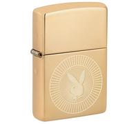 Zippo Windproof Lighter - Playboy, High Polish Brass, Laser Fancy Fill - Refillable - Reusable - Windproof Design - Gift Box - Made in USA