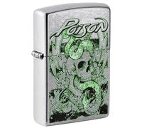 Zippo Windproof Lighter - Poison Model - Street Chrome - Refillable for Lifetime Use - Adjustable Flame - Gift Box - One Box - Metal Construction - Made in USA
