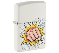 Zippo Windproof Lighter - Power Fist Model - White Matte Finish with Colour Image - Refillable - Reusable - Windproof Design - Gift Box - Made in USA