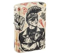 Zippo Windproof Lighter, Punk Rock, 540°, Colour Image, Refillable, Reusable, Windproof Design, Gift Box, Made in USA