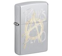 Zippo Windproof Lighter - Punk's Not Dead - Satin Chrome Finish with Laser Engraving - Refillable - Reusable - Windproof Design - Gift Box - Metal - Made in USA
