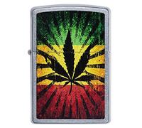 Zippo Windproof Lighter - Rasta Leaf - Armour Antique Silver, Deep Carve - Refillable, Lifetime Use - Adjustable Flame - Gift Box - Metal - Made in USA