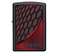 Zippo Windproof Lighter - Red And Chrome Color Image With Black Matte Finish - Refillable - Reusable - Windproof Design - Gift Box - Metal - Made In USA
