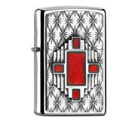 Zippo Windproof Lighter, Red Diamond Design - High Polished Chrome, Emblem - Refillable, Reusable, Windproof Design - Comes in Gift Box - Made in USA