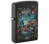 Zippo Windproof Lighter, Rick Rietveld Design - Matt Black, Black Light - Refillable, Reusable, Windproof Design - Comes in Gift Box - Made in USA