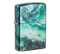Zippo Windproof Lighter, Rogue Wave Design - 540° Tumbled Chrome, Fusion - Refillable, Reusable, Windproof Design - Comes in Gift Box - Made in USA